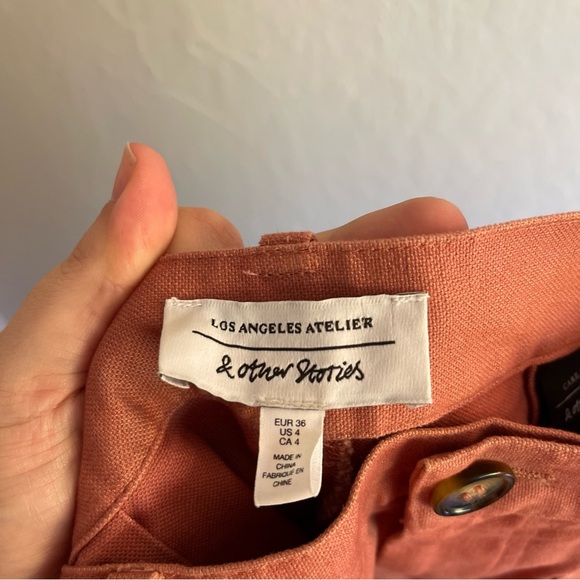 & Other Stories High Rise Wide Leg Patch Pocket Pants Light Rust Color Size 4 - Picture 7 of 9